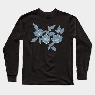 California Wild Rose Blue  and Cream Long Sleeve T-Shirt